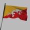 The flag of Bhutan flutters in the wind. 3d rendering, isolated image.