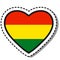 Flag Bolivia heart sticker on white background. Vintage vector love badge. Template design element. National day.