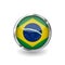 Flag of brazil, button with metal frame and shadow. brazil flag vector icon, badge with glossy effect and metallic border. Realist