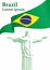 Flag of Brazil, Federative Republic of Brazil. statue of Christ the Redeemer, Rio de Janeiro.