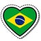 Flag Brazil heart sticker on white background. Vintage vector love badge. Template design element. National day.