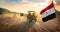 Flag and buggies in desert
