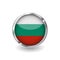 Flag of bulgaria, button with metal frame and shadow. bulgaria flag vector icon, badge with glossy effect and metallic border. Rea