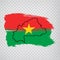 Flag Burkina Faso from brush strokes and Blank map Burkina Faso. High quality map Burkina Faso and flag on transparent background.