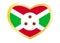 Flag of Burundi in heart shape, golden frame