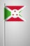 Flag of Burundi. National Flag on Flagpole.  Illustration on Gray