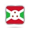 Flag of Burundi, shiny metallic gray square button