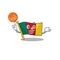 Flag cameroon cartoon in character holding basketball shape