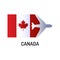 Flag of Canada color line icon. Airline network. International flights. Popular tourist destination. Pictogram for web page,