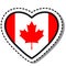 Flag Canada heart sticker on white background. Vintage vector love badge. Template design element. National day.