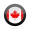Flag of Canada. Shiny black round button.