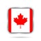 Flag of Canada. Shiny metallic gray square button.