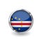 Flag of cape verde, button with metal frame and shadow. cape verde flag vector icon, badge with glossy effect and metallic border.