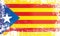 Flag of Catalan separatism, Estelada Blava, Kingdom of Spain. Wrinkled dirty spots.
