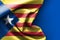 Flag of Catalonia on blue background