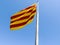 Flag of Catalonia in front of Montjuic Castle, Barcelona