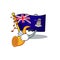 Flag cayman islands in character shape with trumpet