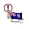 Flag cayman with sign warning islands on the mascot
