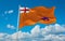 flag of Celtic peoples Ulster Protestants at cloudy sky background, panoramic view. flag representing ethnic group or culture,