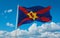 flag of Celtic peoples Ulster Scots at cloudy sky background, panoramic view. flag representing ethnic group or culture, regional