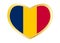 Flag of Chad in heart shape, golden frame