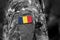 Flag of Chad on soldiers arm. Army, troops, military, Africa co