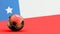 Flag of chile with metal soccer ball, national soccer flag, soccer world cup, football european soccer, american and african