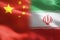 Flag of China against Iran - indicates partnership, agreement, relationship, military and conflict between these two
