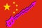 Flag of China and bitcoin arrow graph going up
