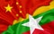 Flag of China and flag of Myanmar