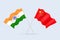 Flag of China and India together. A symbol of friendship and cooperation. Vector illustration