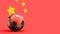 Flag of china with metal soccer ball, national soccer flag, soccer world cup, football european soccer, american and african