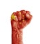 Flag of China painted on human fist like victory symbol