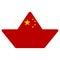 Flag of China paper boat shape