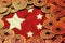 The flag of China surrounded by lucky feng shui coins.