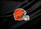 Flag Cleveland Browns, flag of American football team Cleveland Browns, fabric flag Cleveland Browns, 3D work and 3D image.