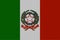 Flag and coat of arms of the Republic of Italy on a vector knitted woolen texture