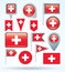 Flag collection of switzerland, vector illustration.