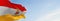 flag of Combarbala , Chile at cloudy sky background on sunset, panoramic view. Chilean travel and patriot concept. copy space for