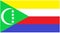 The flag of Comoros four horizontal yellow white red blue bands stripes