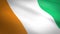 Flag of Cote d`Ivoire. Waving flag with highly detailed fabric texture seamless loopable video. Seamless loop with