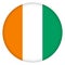 Flag of Cote dâ€™Ivoire round icon, badge or button. National symbol.