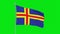 Flag of the country Aland Islands flutters on green background