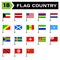 Flag country icon set include country, flag, symbol, national, travel, illustration, nation, icon, vector, emblem, set, sign,