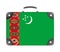 Flag of the country of Turkmenistan in the form of a travel suitcase on a white background