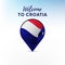 Flag of Croatia in shape of map pointer or marker. Welcome to Croatia. Vector.