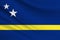 Flag of Curacao. Fabric texture of the flag of Curacao