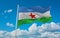 flag of Cushitic peoples Afar people at cloudy sky background, panoramic view. flag representing ethnic group or culture, regional