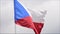 The flag of the Czech Republic waves in the wind in slow motion