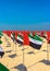 Flag day UAE. Many flags on the beach of Abu Dhabi.